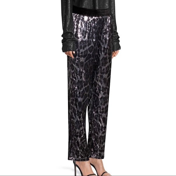 NEW RTA SEQUIN LEOPARD JOGGER PANTS - Picture 4 of 9